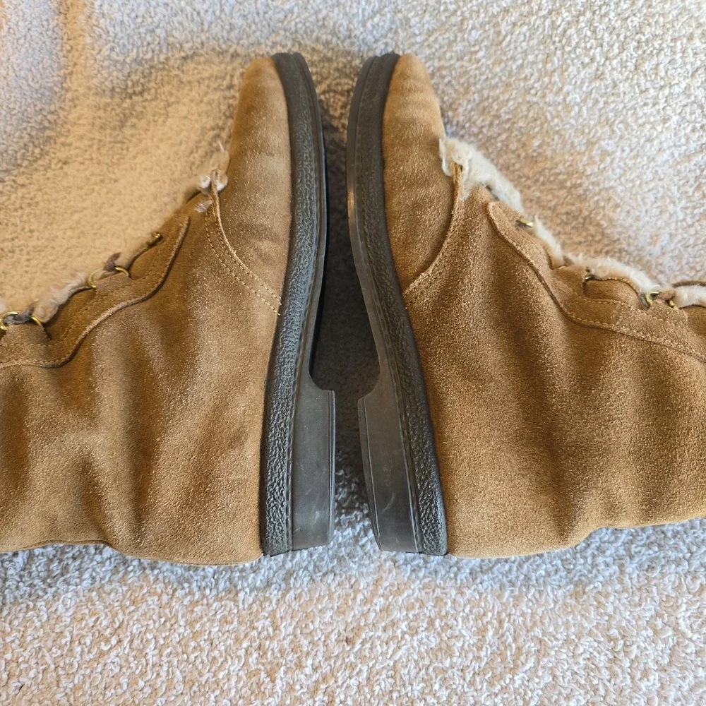 Vtg Yodelers Women's Brown Suede Winter Boots Faux Fur Trim Apres-ski Retro Boho